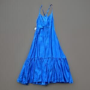 DRESS UP Tiered Midi Tank Summer Dress Smocked Criss Cross Bow Boho Womens S NWT